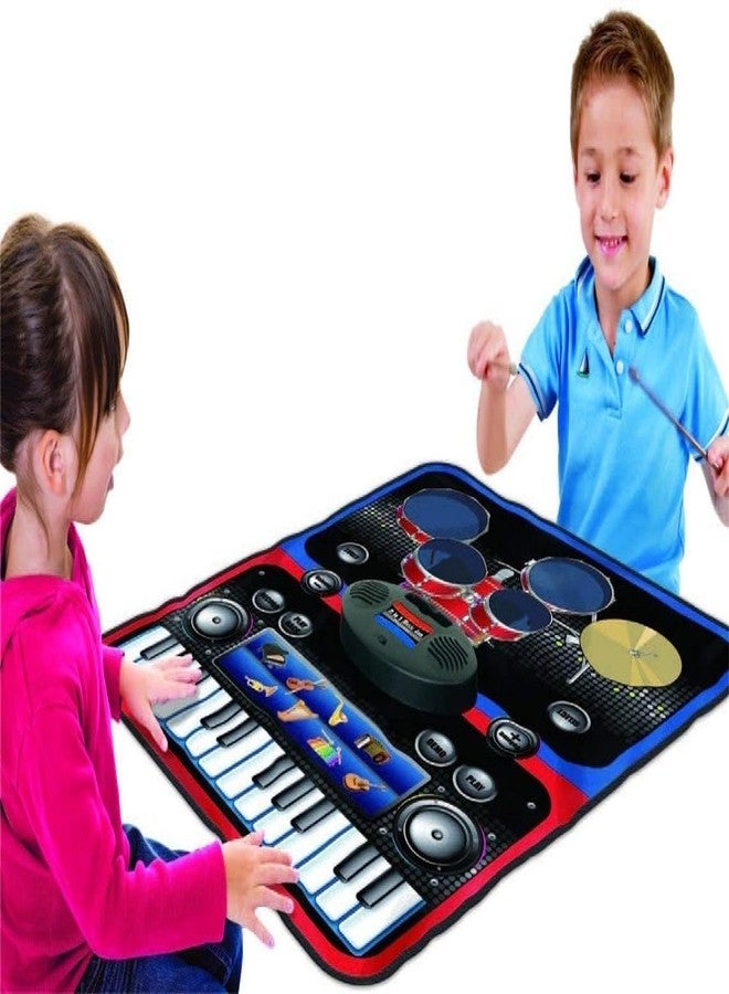 Jet Roy 2-in-1 Drum & Piano Combo Educational Musical Play mat w/ 8 Musical Instruments, 5pcs Drum Set, 10 Demos, 24-Key Keyboard, Built-in Speaker, Record Function - Image 5